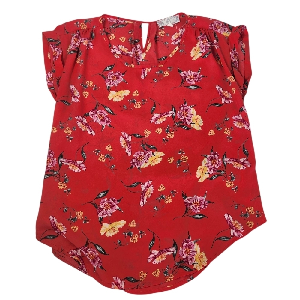 Pink Rose Floral Blouse Size M
